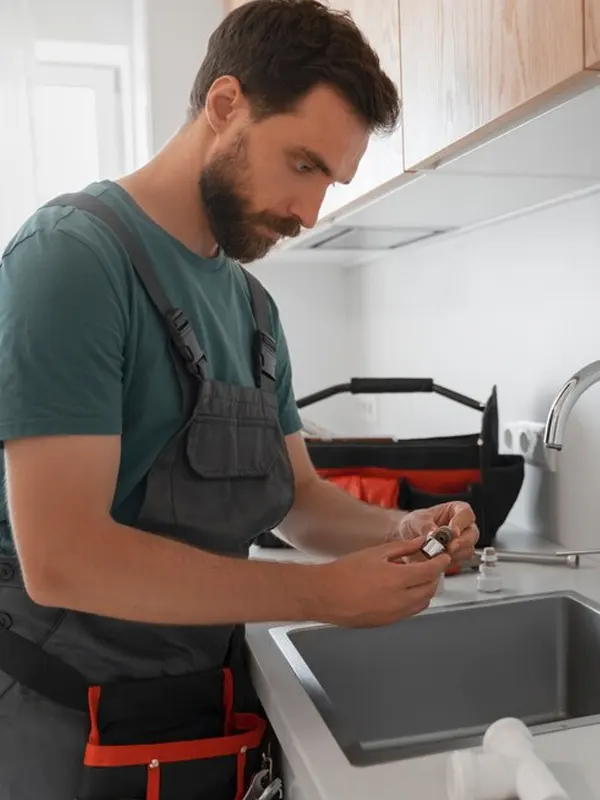 an expert bathroom repairman doing a fitting installation in a jersey home.
